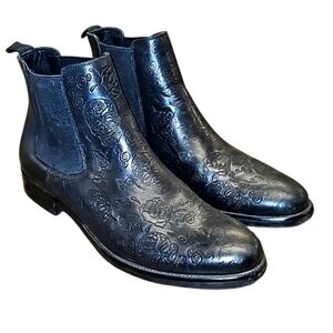 Robert Graham Dawson Skull Embossed Chelsea Leather Ankle Boots Men's size 8.5